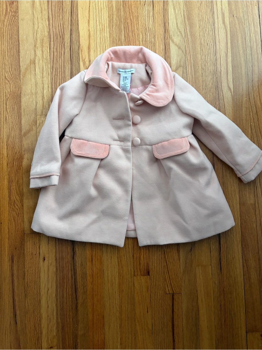 cupcakes & cashmere Light Pink Toddler Peter Pan Collar Pea Coat